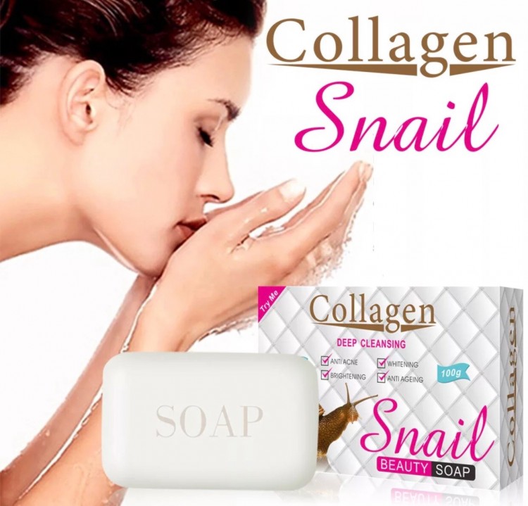 Мыло для лица Collagen Snail , очищающее с муцином улитки, 100 гр