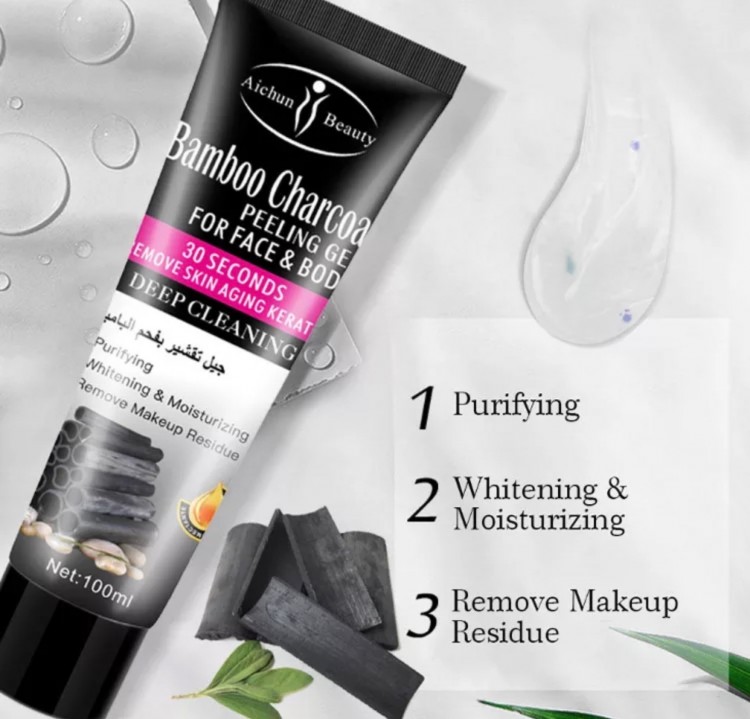 Aichun Beauty Пилинг - гель для лица и тела Bamboo Charcoa восстановление кожи Бамбуковый уголь,100г
