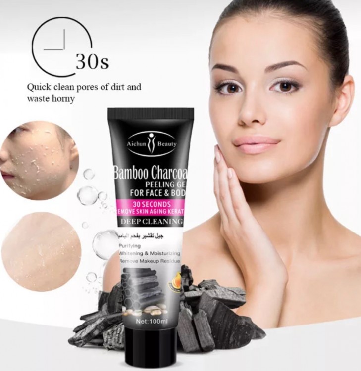Aichun Beauty Пилинг - гель для лица и тела Bamboo Charcoa восстановление кожи Бамбуковый уголь,100г