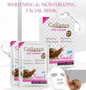 Маска для лица Collagen Snail , восстановление, питание с муцином улитки, 10 шт