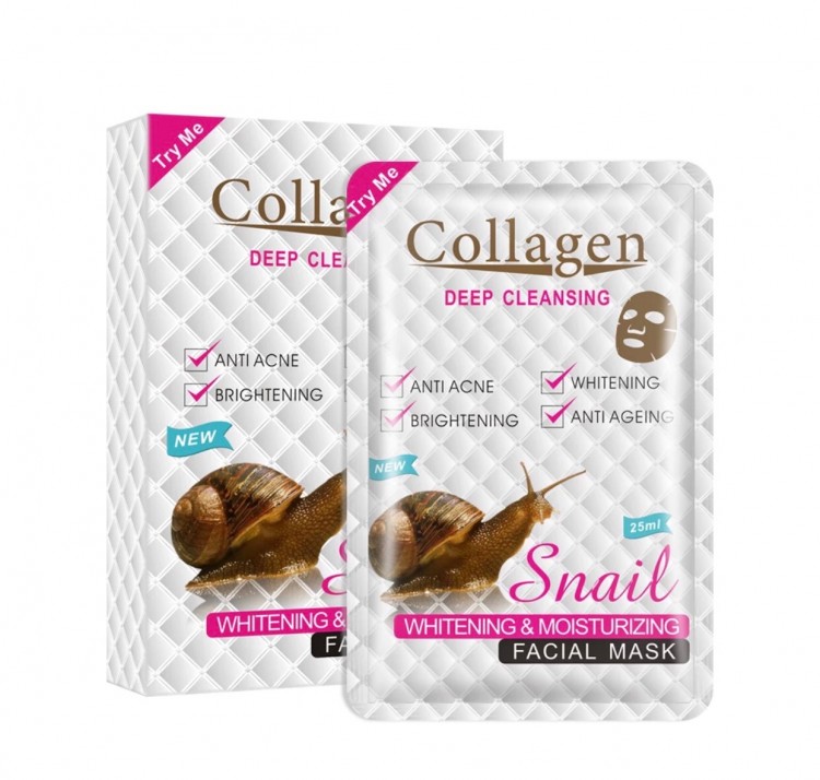 Маска для лица Collagen Snail , восстановление, питание с муцином улитки, 10 шт