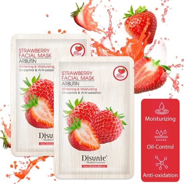 Маска для лица тканевая Disunie Strawberry facial mask arbutin 10 штук в упаковке