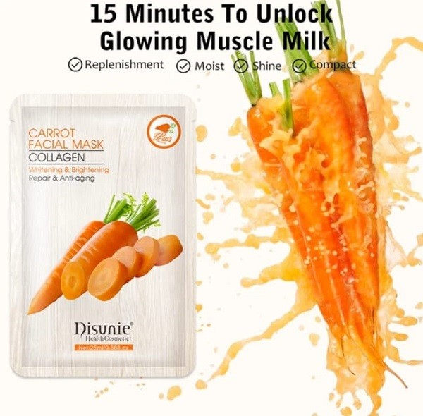 Маска для лица тканевая Disunie Carrot collagen 10 штук в упаковке Маска для лица тканевая Disunie Carrot collagen 10 штук в упаковке