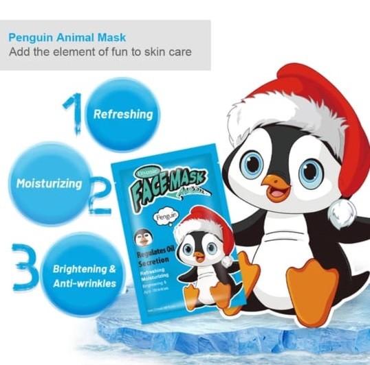 Маска тканевая для лица Disunie ПИНГВИН увлажнение освежение, антивозрастная, 8 штук